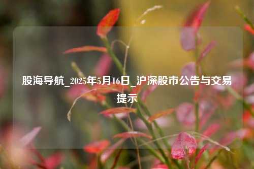 股海导航_2025年5月16日_沪深股市公告与交易提示  第1张