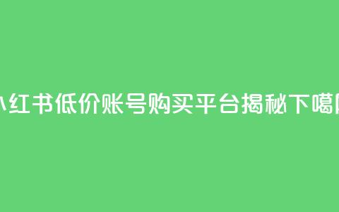 小红书低价账号购买平台揭秘  第1张