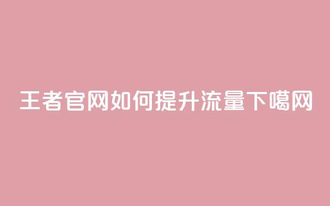 王者官网如何提升流量？  第1张