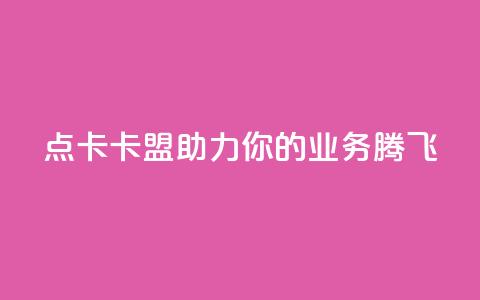 点卡卡盟：助力你的业务腾飞  第1张
