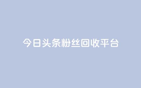今日头条粉丝回收平台 - 免费业务自助下单网站  第1张