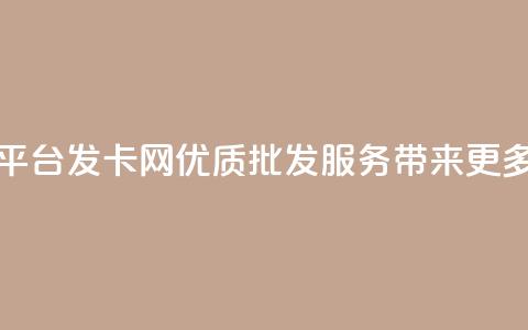 CDK批发平台发卡网：优质批发服务带来更多选择  第1张