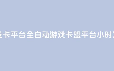 游戏卡盟24小时自动发卡平台 - 全自动游戏卡盟平台 24小时发卡服务体验~  第1张
