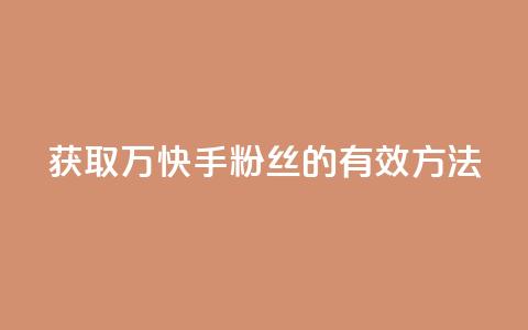 获取1万快手粉丝的有效方法  第1张