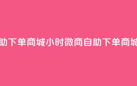 24小时微商软件自助下单商城 - 24小时微商自助下单商城全新上线!  第1张