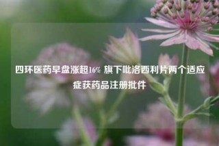 四环医药早盘涨超16% 旗下吡洛西利片两个适应症获药品注册批件