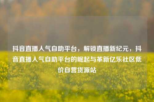 抖音直播人气自助平台，解锁直播新纪元，抖音直播人气自助平台的崛起与革新亿乐社区低价自营货源站  第1张